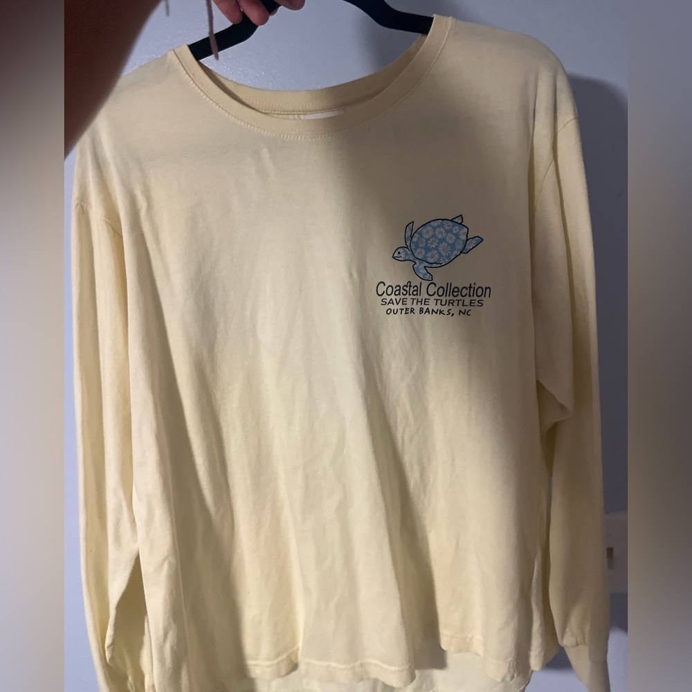 Yellow Long Sleeve Shirt with Turtle Graphic
